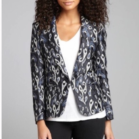 RAG & BONE Ikat blue silver Pretty Little Liars peacock blazer jacket - Picture 2 of 12